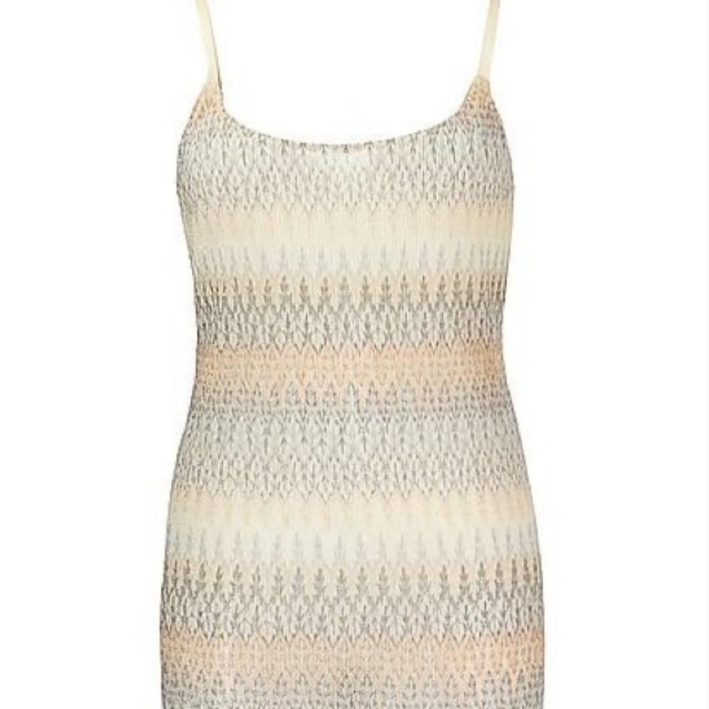 Free People Cream and Light Gray Knit Tank mesh Tunic